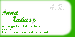 anna rakusz business card